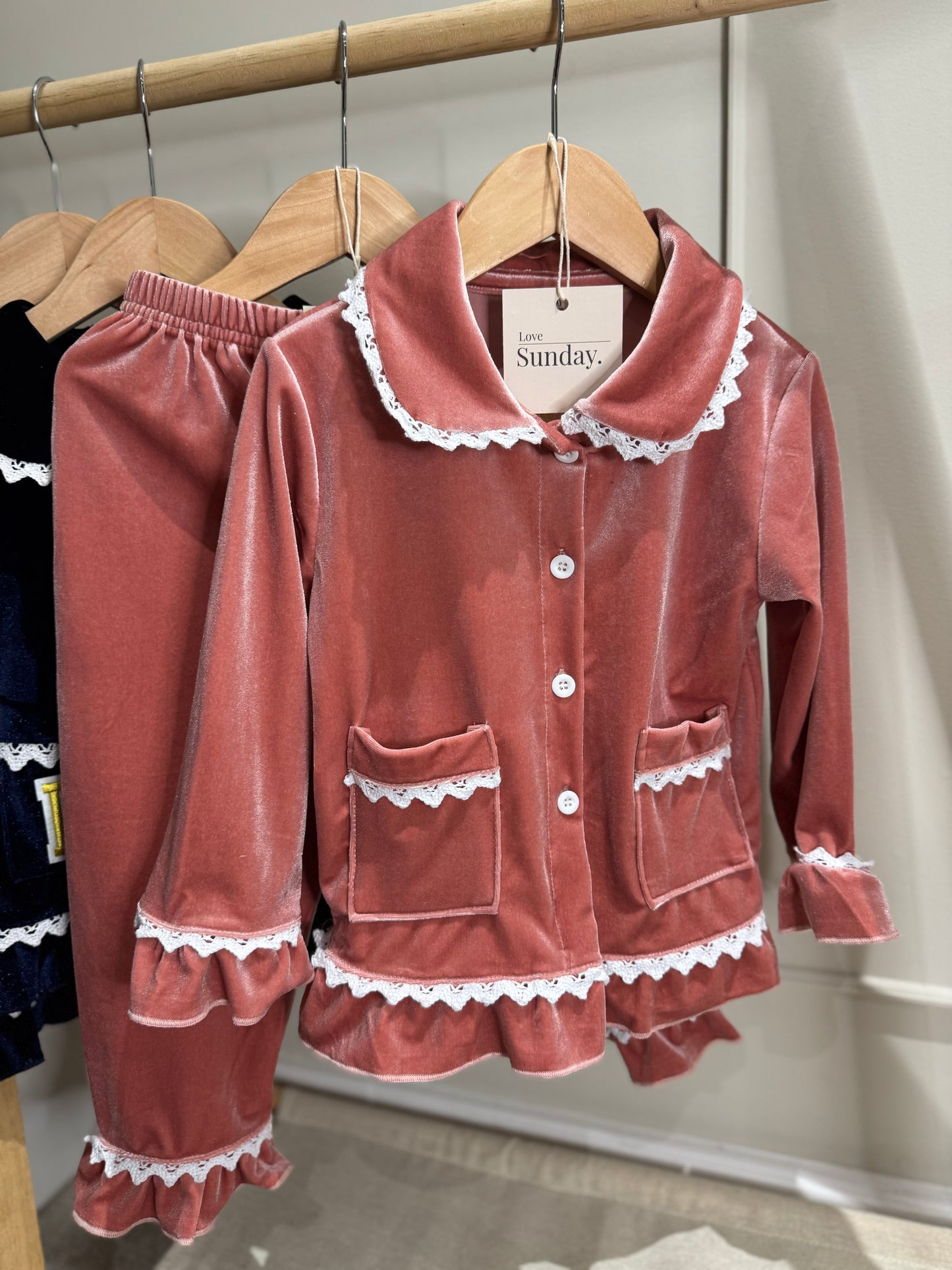 Velvet Christmas Pyjamas-Personalised With Initials Pre Order